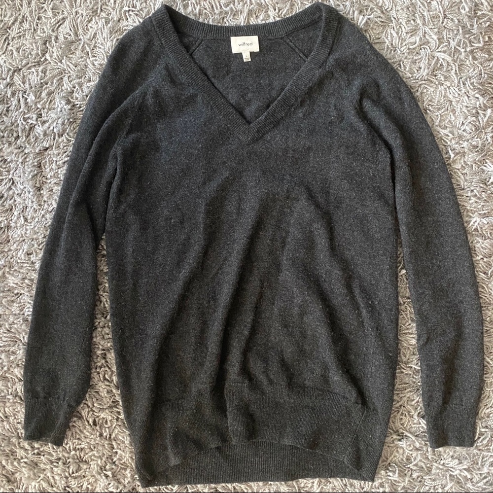 Aritzia Wilfred Charcoal Wool + Cashmere Sweater